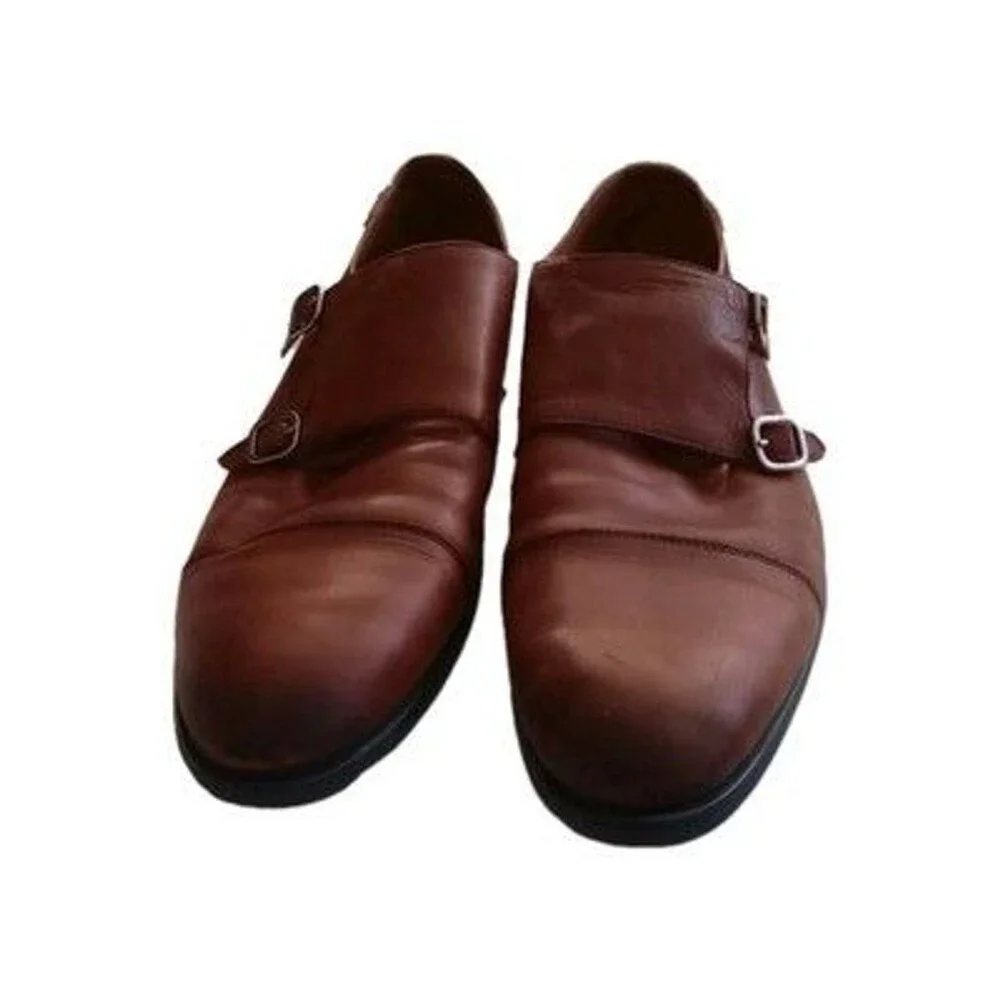 Pikolinos Mens 13 EU 46 Brown Leather Monk Strap Dress Shoes Buckle Comfort